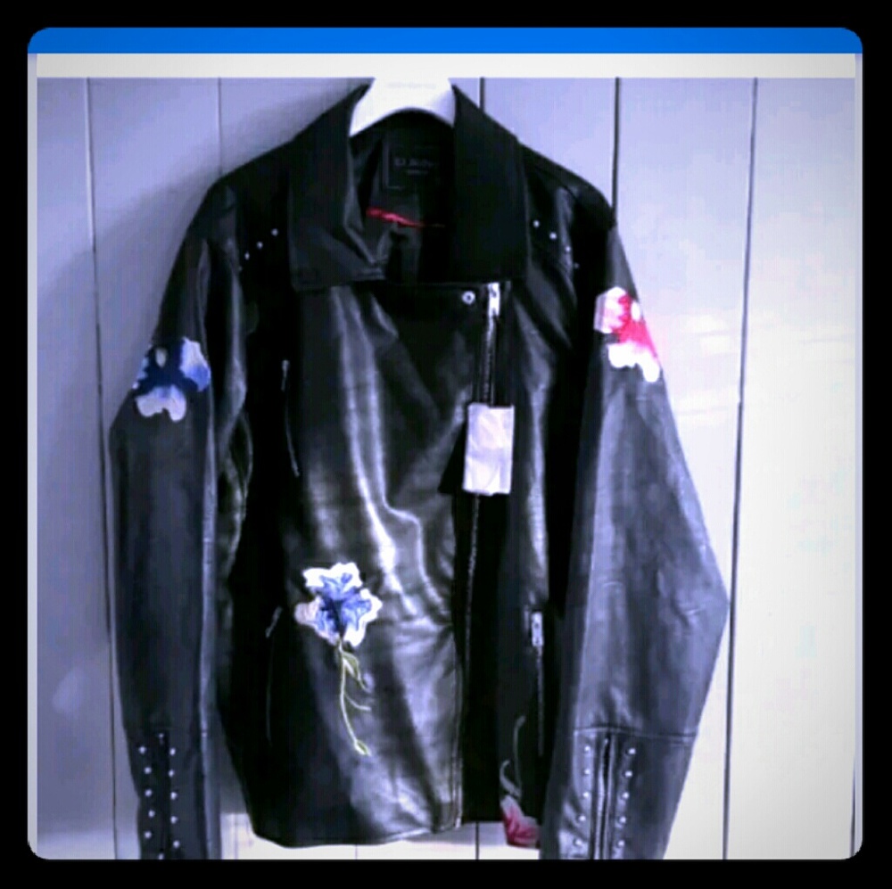 Ci sono black vegan motto embroidered jacket